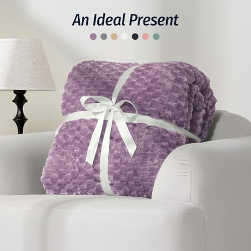 Fleece Weighted Blanket for Adults 60" x 80" 15lbs Fuzzy Blankets, Purple - Image 6