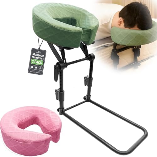 Massage Headrest for Bed with 2 Pack of Covers, Home Mattress Top Massage Kit, Adjustable Face Cradle for Professional and Home Use, Portable Face Down Head Holder Fits All Mattresses by OURSHE