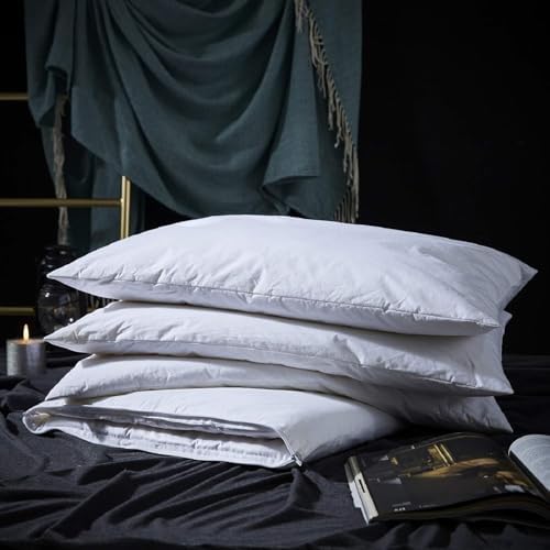 Three Geese Adjustable Layer Goose Feather Pillow,Assembled Bed Pillow, Soft Cotton Cover,Good for Side and Back Stomach Sleeper, Standard/Queen Size,Packaging Include 1 Pillow by ThreeGeese