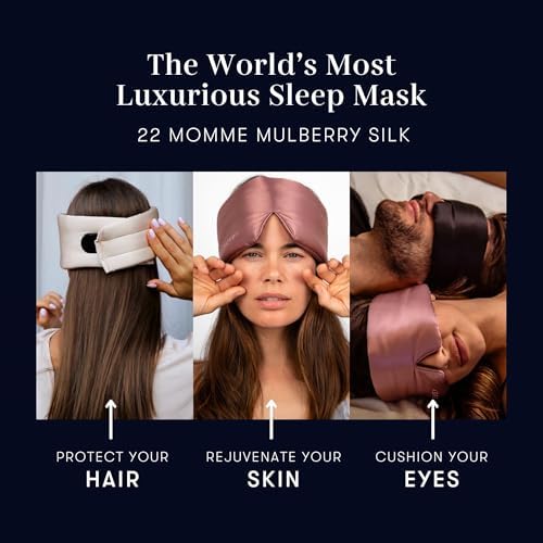 DROWSY Silk Sleep Mask - Face-Hugging, Padded Cocoon for Luxury Sleep in Total Darkness - 100% Pure Mulberry Silk, Skin-Hydrating & Adjustable (Midnight Blue) - Image 6