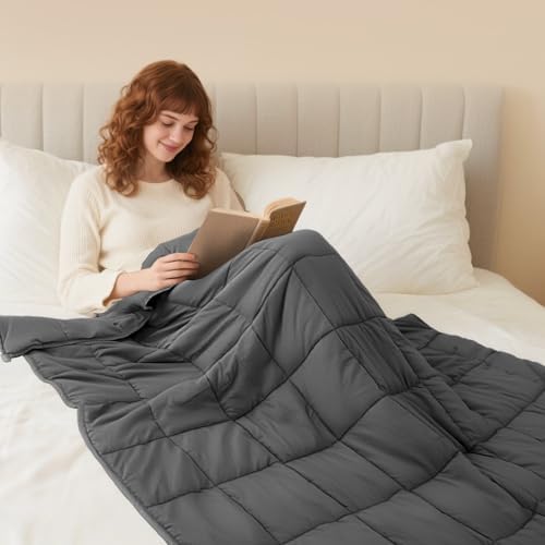 LiyLou Weighted Blanket for Adults (20 lbs, 60" × 80", Grey) Queen Size Heavy Blanket for 190-210lbs, Breathable Weighted Throw Blanket with Glass Beads for All Season, Washable - Image 5