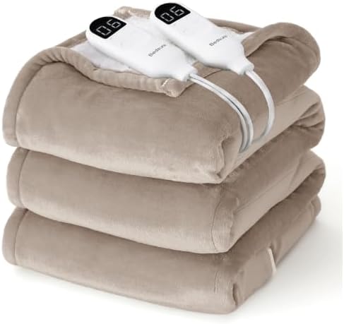 Bedsure Heated Blanket Queen Size, Dual Control Electric Blanket, Taupe by Unknown