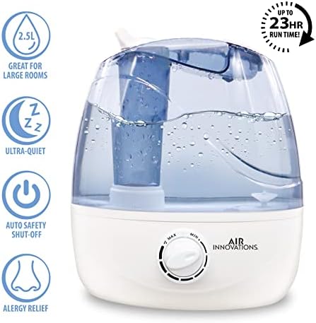Air Innovations AI-103 Ultrasonic Cool Mist Humidifier for Bedroom – Quiet Cool Mist Diffuser with 2.5L Tank, 23-Hour Runtime, Auto Shut-Off, 360° Nozzle – Ideal for Home, Dorm, & Apartment Essentials - Image 2