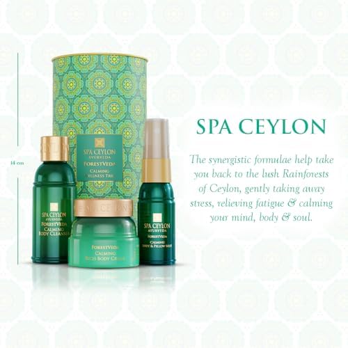 Spa Ceylon ForestVeda Calming Wellness Trio, Pampering Kit with Natural Ingredients, Ayurvedic Gift Set with Shower Gel, Body Cream & Pillow Mist (Peppermint) - Image 2