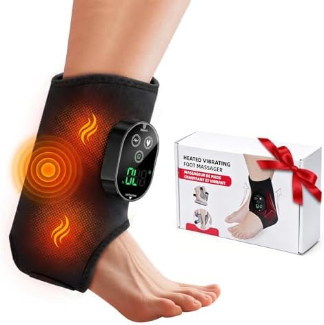 ZBK Cordless Foot Massager for Neuropathy,Ankle Massager for Pain Relief, Ankle Heating Pad Plantar Fasciitis Relief, with Heat, 6 Heat Levels & 3 Massage Modes with Timer (Black) by ZBK