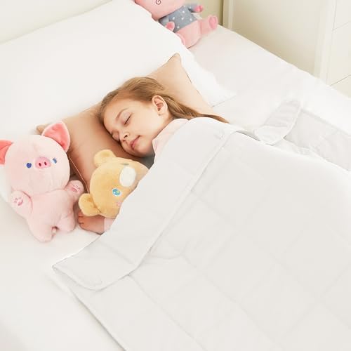 Weighted Blanket - 7 lbs White Heavy Blanket - Small Size Breathable Lap Blanket(41"x60", 7 lbs) by HOSUKKO