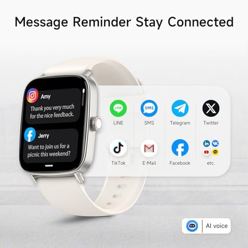 Smart Watch for Women, 1.85" HD Smartwatch Compatible iPhone/Samsung/Android (Answer/Make Calls), 100+ Sport Modes Fitness Tracker with Heart Rate/Sleep/SpO2 Monitor, IP68 Waterproof (Beige) - Image 2