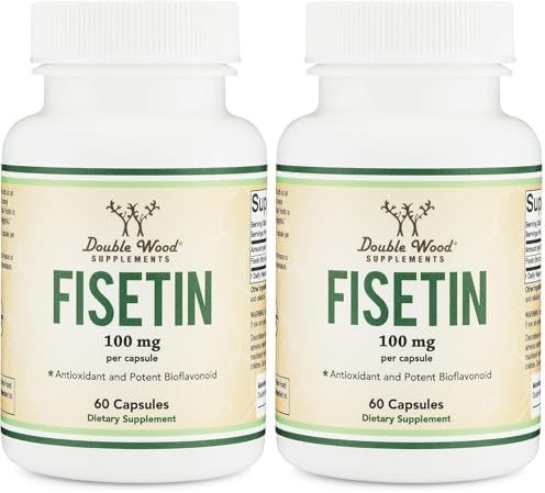 Fisetin Supplement - 100mg of Bioactive Flavnonols, 60 Count (Bioflavonoid Polyphenols Supplement Similar to Apigenin, Luteolin, and Quercetin) Aging Support Senolytic by Double Wood (Pack of 2) by DoubleWoodSupplements