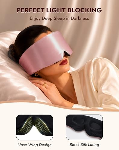 SilkSilky 22 Momme Mulberry Silk Sleep Mask for Side Sleepers, Pale Mauve - Image 4