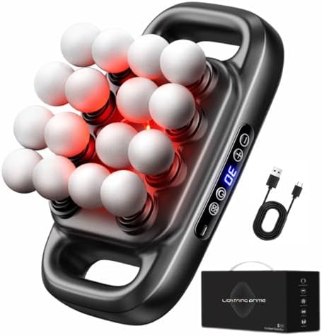 Massage Gun with 16 Heads, 30 Speeds, Red Light Therapy, Cordless Deep Tissue, Black, 12V 1800mAh Battery, 25mm Amplitude by Unknown