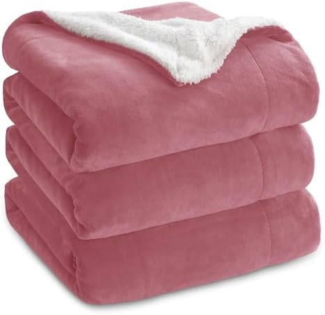 Bedsure GentleSoft Sherpa Fleece Blankets King Size for Bed, Non-Heated, Thick and Warm Throw for Girls and Women, Soft Fuzzy Plush King Blanket for Winter, Dusty Rose, 108x90 Inches by BEDSURE
