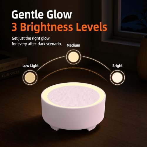 Kipcush White Noise Machine for Sleeping – High-Fidelity Non-Looping Sounds, Dimmable Night Light, USB Powered, Sleep Sound Machine for Baby, Kids & Adults (K8-T Light Nude, Standard) - Image 4