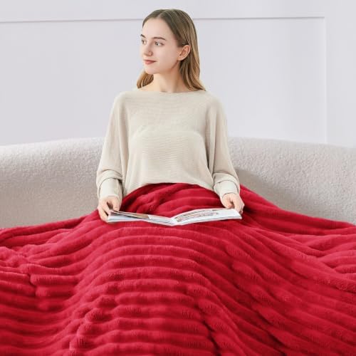 BEDELITE Ribbed Red Throw Blanket for Couch, 50"x60" - Image 2
