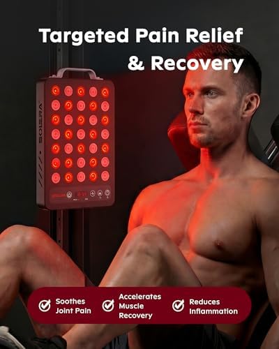 SOLRA Near Infrared Red Light Panel with Magnetic Stand 660nm 850nm Dual Wavelength LED Wellness Lamp Zero EMF Beauty Device Black - Image 3