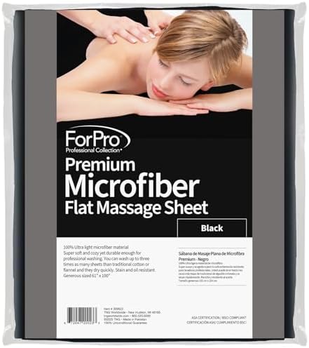 ForPro Premium Microfiber Massage Flat Sheet, 100"L x 61"W, Black by ForProProfessionalCollection
