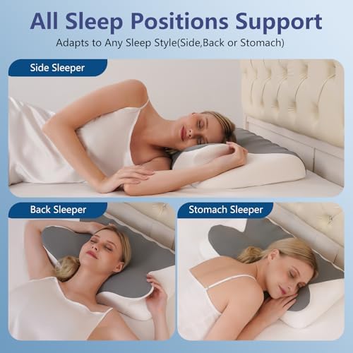 Cervical Neck Pillow for Neck Pain Relief, Ergonomic Contour Orthopedic Cooling Odorless Memory Foam Pillow, High-Density Slow Rebound, Support Side Back Stomach Sleepers with Washable Pillowcase - Image 2