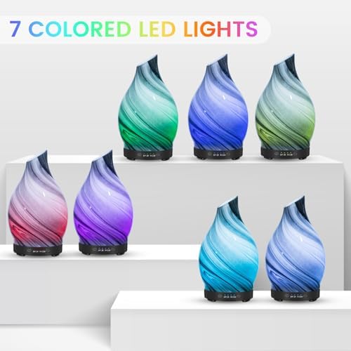 Glass Essential Oil Diffuser for Home, 120ML, 7 Color Lights - Image 2