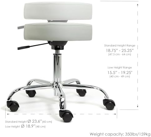 EARTHLITE Pneumatic Massage Salon Drafting Stool - No Leaking (vs. Hydraulic), Adjustable, Rolling, CFC-Free / Medical Spa Facial Chair - Image 2