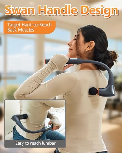2-in-1 Massage Gun Deep Tissue With Extension Handle, Back & Neck Massager For Shoulder, Leg, Portable Massage With 4 Replacement Heads For Deep Muscle Pain Relief, Relax Gift, FSH-Eligible - Image 2