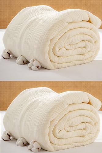 Muslin Blanket - Pure 100% Turkish Cotton Airy Soft Light Versatile Gauze Throw Blanket for Bed, Couch, Sofa (Natural, King Size (95" x 110" inch)) - Image 6