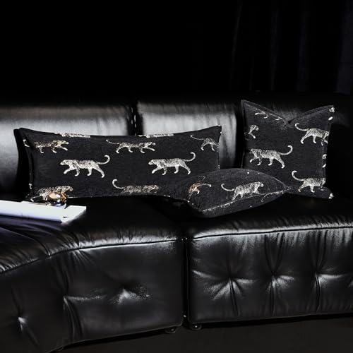 Decorative Lumbar Pillow Cover 14x36, Double Sided Cheetah Pattern Jacquard Embroidered Long Pillow Cover, Anthropology Pillowcase for Bed Couch Sofa Bedroom Living Room - Image 2