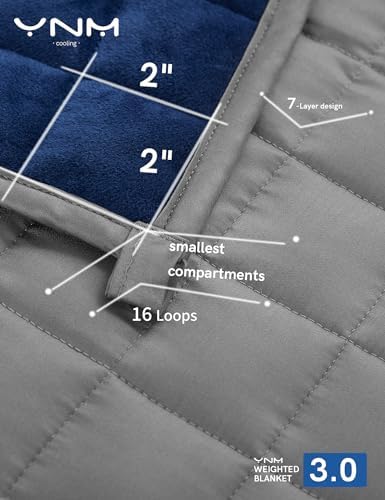 YnM Cooling Weighted Blanket for Adults, Cooling & Cozy Velvet Dual-Sided, 25lbs Heavy Bed Throw for Couple, Four Seasons Use (88x104 Inches, Queen or King Bed, Blue/Grey) - Image 4
