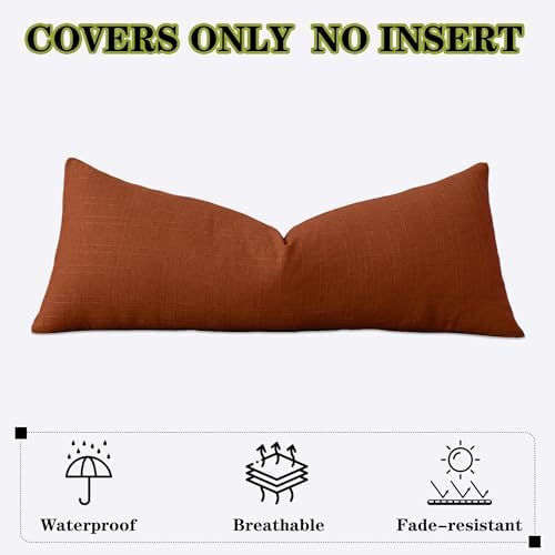 Kevin Textile Outdoor Waterproof 14”x36” Pillow Cover 1 Pack, Burnt Orange - Image 7