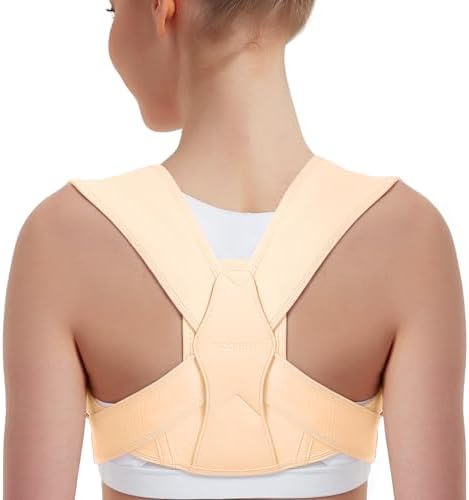 Vicorrect Posture Corrector for Women and Men, Adjustable Upper Back Brace for Clavicle Support and Providing Pain Relief from Neck, Shoulder, and Upper Back (Beige, Large/XLarge) by VICORRECT