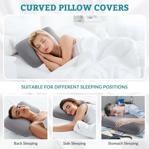 Mindsoft Cooling Sleep Cervical Neck Pillowcase (Only Pillowcase) Breathable Cold Pillow Cover for Side & Back Sleepers Orthopedic Cervical Shape(Gray) - Image 4