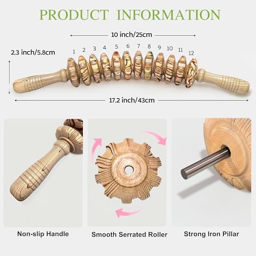 Wood Therapy Massage Roller Stick for Muscle Relief & Cellulite Reduction - Image 2
