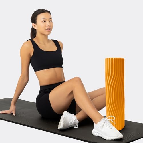 Oceanfoam Tidal Roller - Gold - Muscle Massage Foam Roller for Back Pain & Stretching - Firm and Ergonomic Wide Wave Textured - Yoga, Athletics, & Wellness - Full Size, 20" x 5" - Image 3