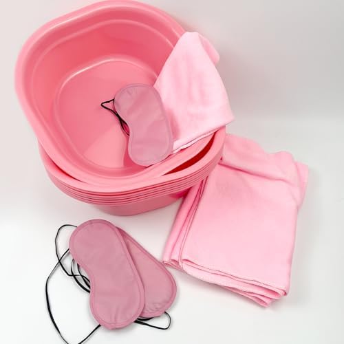 36 Pcs Kids Foot Spa Kit for Girls, Spa Party Supplies for Girls with 12 Pcs Foot Tub & 12 Pcs Pink Hand Towels & 12 Pcs Eye Masks for Girls Sleepover Slumber Party Supplies (Pink) - Image 4