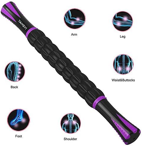 YANSYI Professional 9-Roller Deep Tissue Massage Stick - Portable Muscle Recovery Roller for Athletes, Relieves Post-Workout Soreness & Leg/Back Pain - Portable Physio Tool (Purple) - Image 6