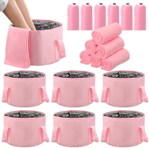 FillTouch 12 Pcs 15L Foldable Foot Soaking Tub Kit Portable Foot Bath Tub Foldable Foot Basin Bath Foot Tub for Soaking Feet with Towel and Storage Bag Soak Spa Bucket for Travel Camping (Pink) by FillTouch