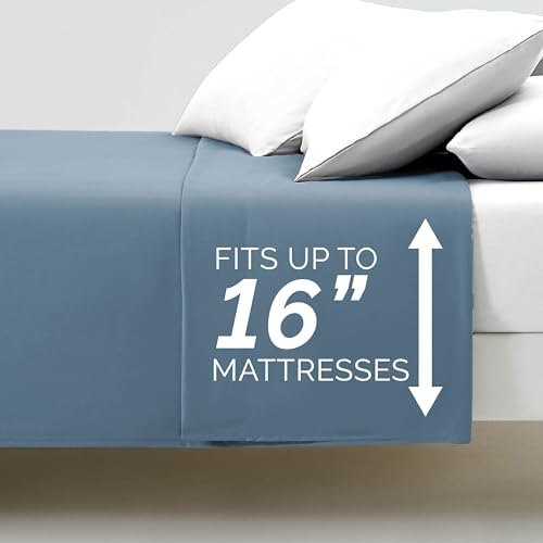 Full Size Flat Sheets Only 80x94 Soft Flat Bed Sheets 2 Pack Coronet Blue - Image 6