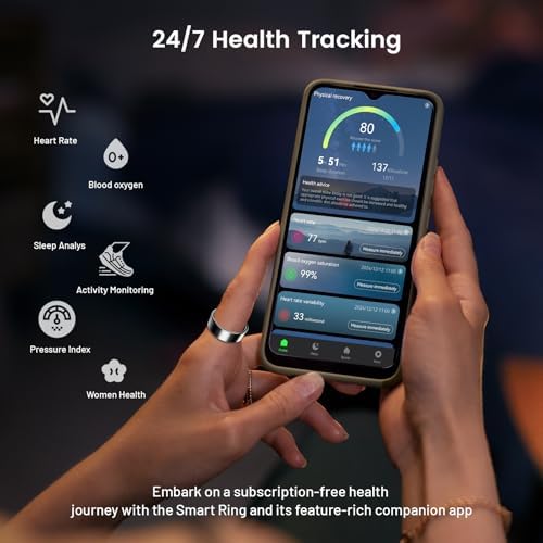 Mirlray Smart Ring for Women & Men, Smart Ring Health Tracker(Silver, 11) - Image 2