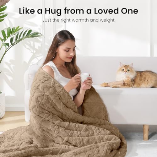 Drewin 20lbs Weighted Blanket Queen Size for Adults,Brownish White,60"x80" - Image 5