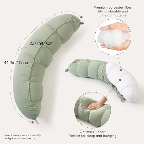 Peallow(Pat. Pend) – Long Round Body Pillow for Adults, Bolster Pillow for Sleeping, Soft and Supportive Pillow for Sleeping & Lumbar Support (Celadon Green, 29.5") - Image 3
