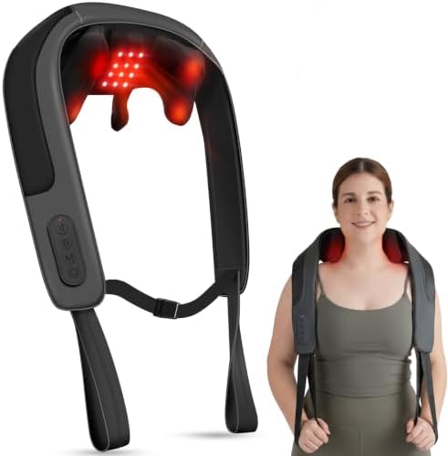 CooCoCo Red Light Neck Massager with Heat, Cordless Shiatsu Massage by CooCoCo