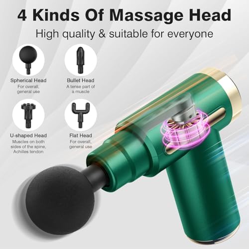 cotsoco Mini Handheld Massage Gun, Deep Tissue with 6 Speeds, Cordless Muscle Massager with 4 Heads,Type-C Charging, Travel Size, Best Gifts - Image 3