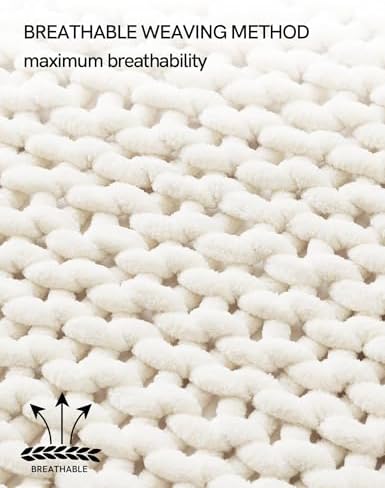 YnM Chunky Throw Blanket, Hand Knitted with Chenille Yarn, Skin Friendly, Ventilated and Breathable, Machine Washable, Home Décor Piece for Couch, Sofa and Bed (Butter Cream, 30x40 Inch) - Image 5
