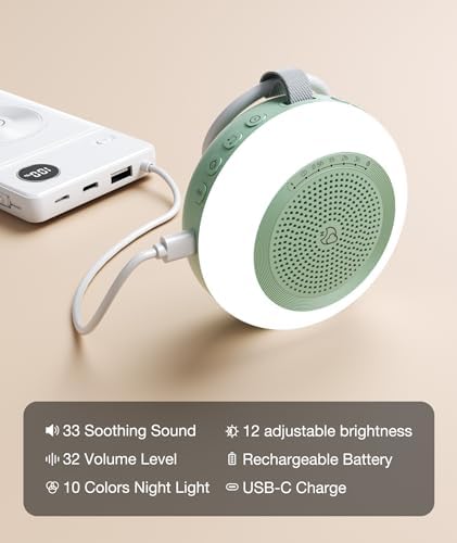 Portable Sound Machine,LEICEX White Noise Machine,33 Soothing Sound 10 Colors Night Light Sleep Machine for Baby Kids,Timer and Memory, Travel Sound Machine for Sleep Office Privacy Travel(Mint) - Image 7