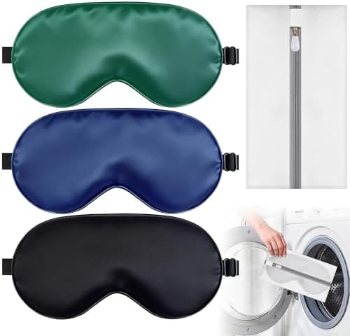 Sleep Mask for Women & Men, Soft Silk Eye Mask with Adjustable Strap 3 Pack by spacepower