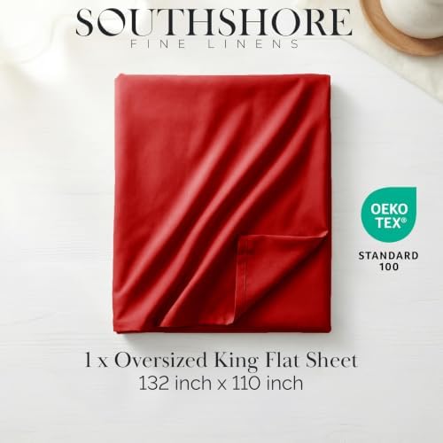 XL Oversized King Flat Sheet Only 132x110 Cal King Top Sheet Chili Pepper - Image 2