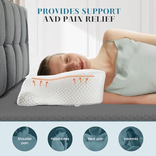 Sweetcrispy Cervical Pillow for Neck and Shoulder - Ergonomic Memory Foam Pillows, Contour Side Sleeper for Adults, Cooling Orthopedic Neck Support for Back Stomach Sleepers, White - Image 4