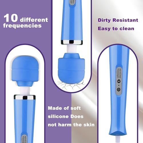 AEVEONE Wired Powerful Handheld Wand Massager, Strong Personal Vibration Massage for Sports Recovery, Back Muscle Aches, Whole Body Pain (Blue) - Image 4