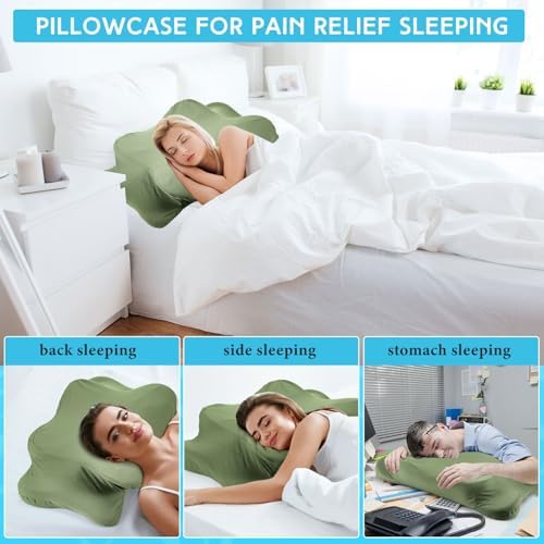 Hahafelt Cooling Cervical Neck Pillowcase,Saga Green,Standard Size - Image 5