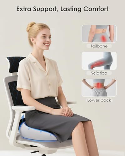 FLORICH Large Car Seat Cushion for Long Sitting, Ergonomic Memory Foam Driving Seat Cushion for Back & Sciatica Pain Relief, Non-Slip Washable Seat Cushion for Car, Driver, Office - Image 2