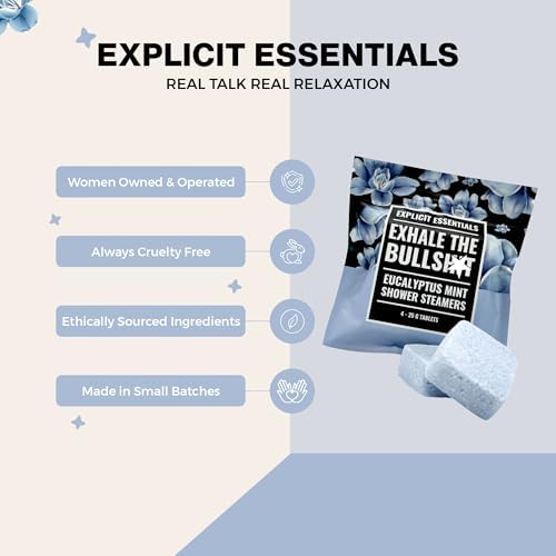 Explicit Essentials Exhale The BS Eucalyptus Mint Shower Steamers | Aromatherapy Eucalyptus and Mint Shower Steamers | Spa Shower Gift for Stress Relief, Relaxation & Self-Care - Image 4