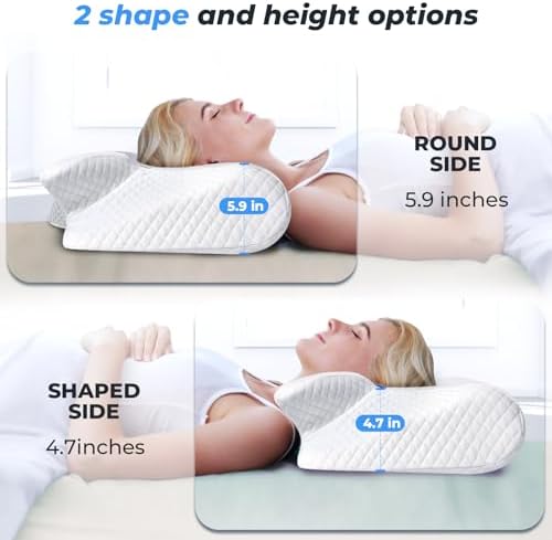 SAHEYER Cervical Neck Pillow, Ergonomic Memory Foam Pillow for Neck Pain Relief and Snoring, 2 in 1 Orthopedic Pillow for Back, Stomach Sleeper, Side Sleeper, White - Image 5